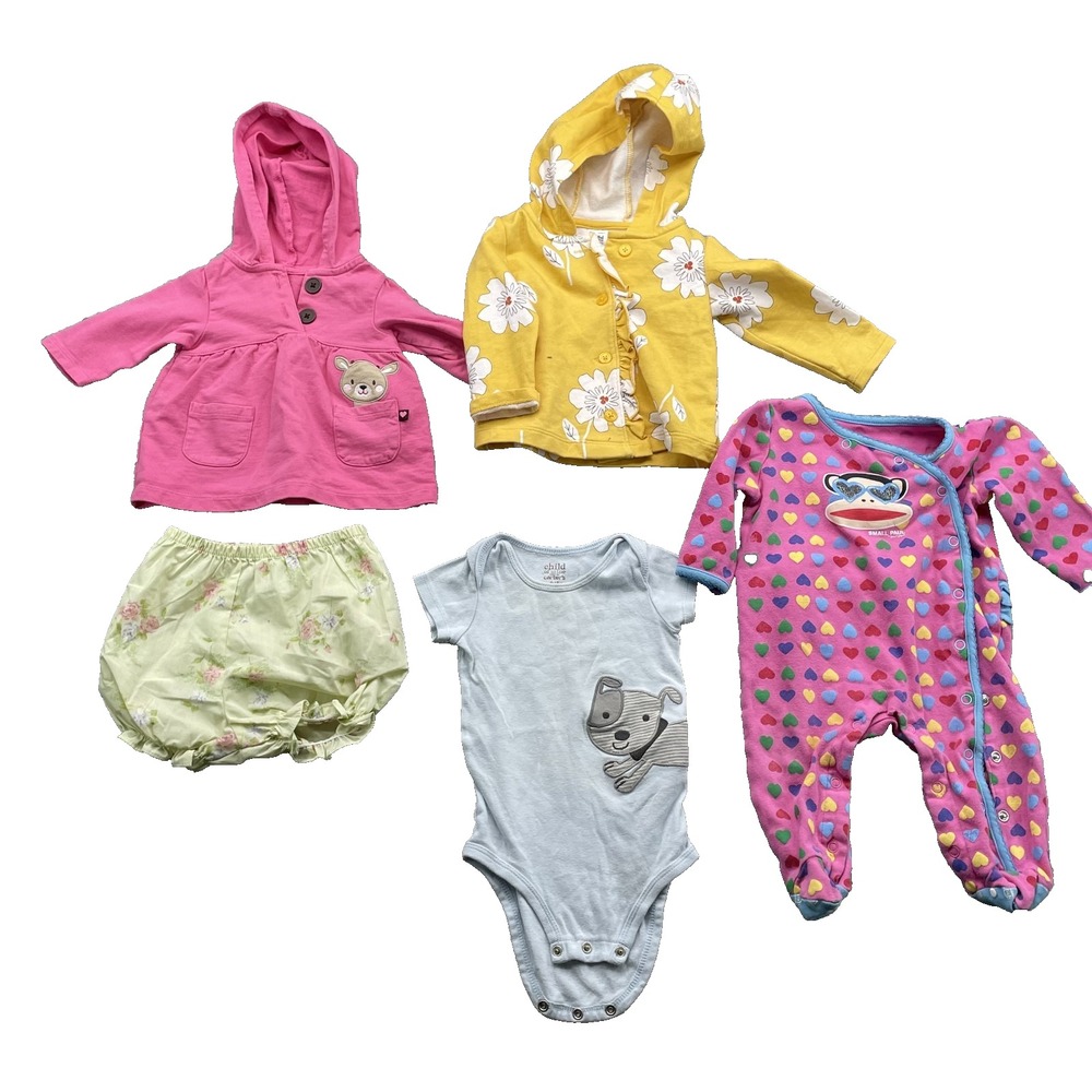 Carter's LOT (5) Baby Infant 6-12 Month Mix Brand Bodysuit Sweater Diaper Cover